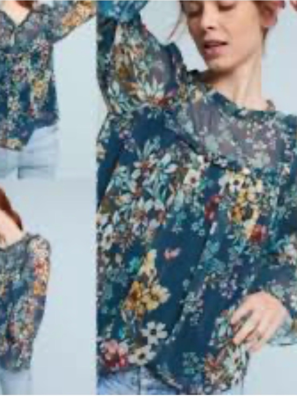 Anthropologie Eri + Ali  Floral Peasant Top Blouse xl